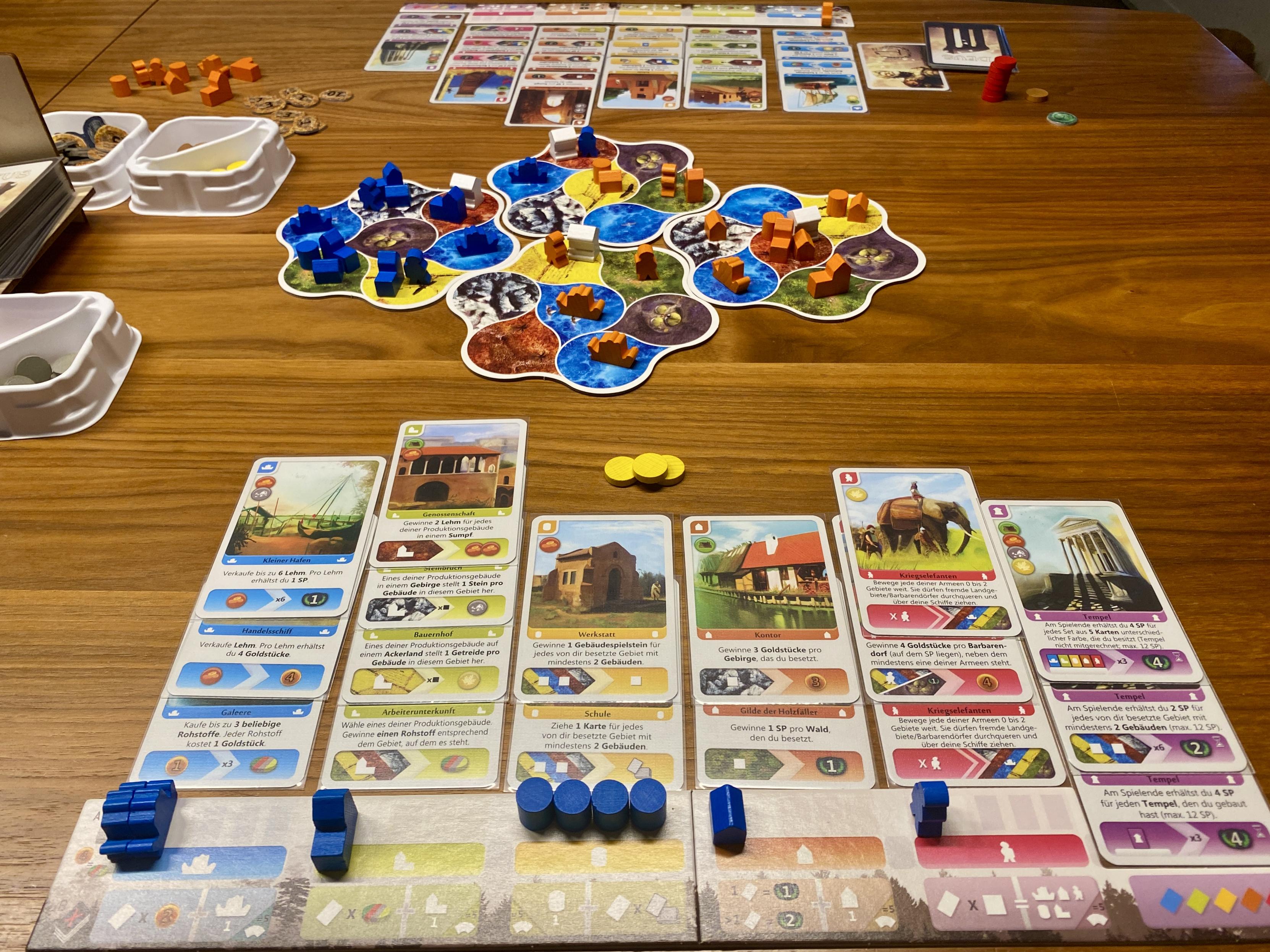 Meine Kartenauslage zum Spielende.